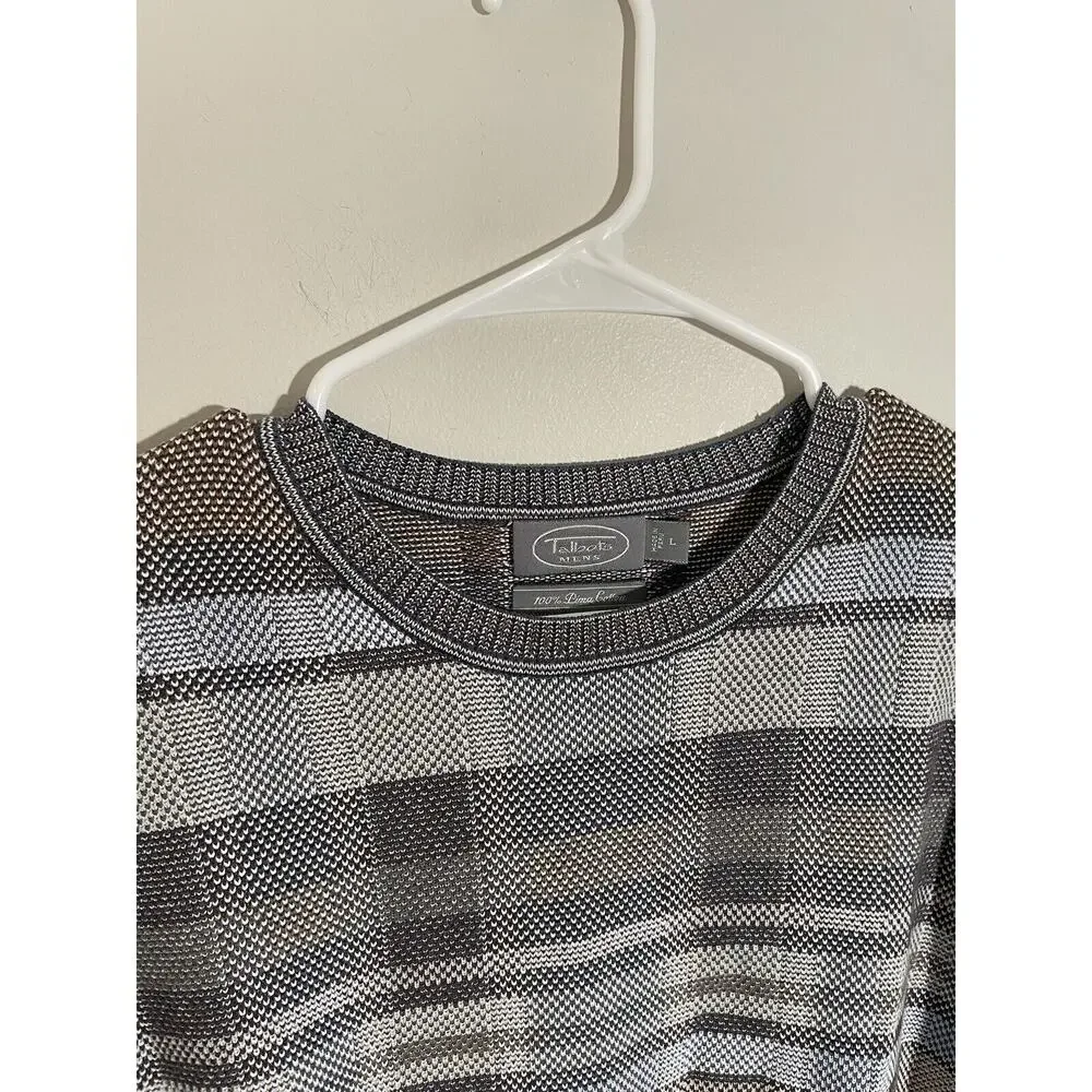 Talbots Men’s 100%‎ Pima Cotton Long Sleeve Sweater Gray Tan Size L